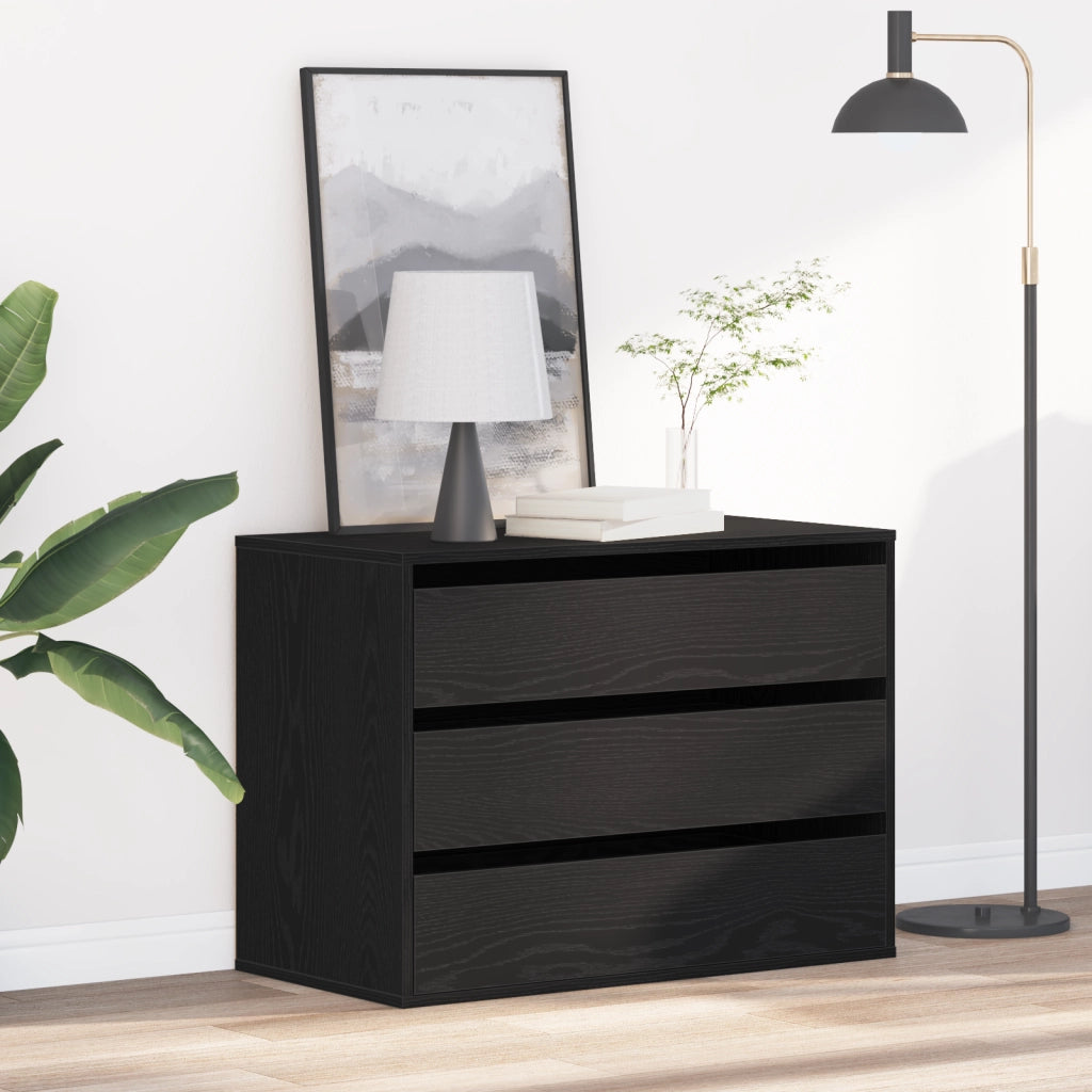 Cassettiera ad angolo Nero Rovere 80x41x58 cm Legno ingegnerizzato