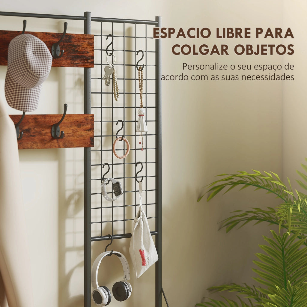 Appendiabiti con cassetti e ripiano ¨C Minimal ¨C 100x30x183 cm Marrone R¨²stico