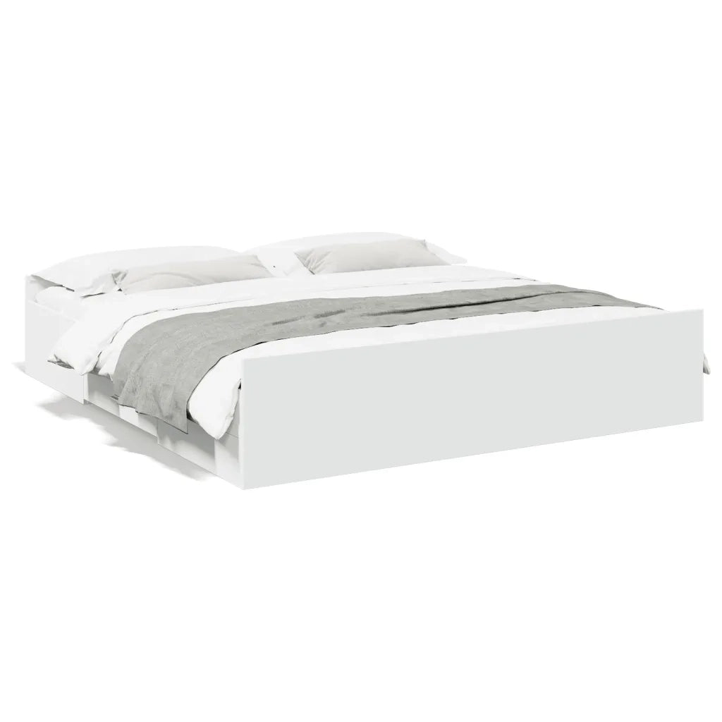 Giroletto con Cassetti Bianco 180x200 cm in Legno Multistrato 3280272
