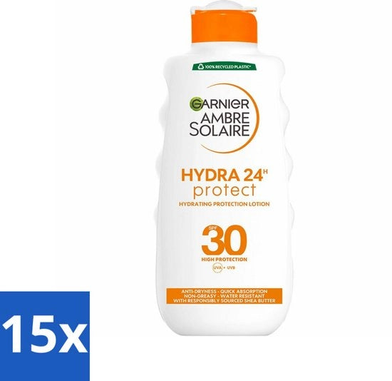 15 x Ambra Solare Idratante - SPF 30 - 200 ml - Protezione Solare - Crema Idratante per la Protezione Solare - SPF 30 - Protezione Solare Idratante