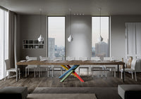 Tavolo Allungabile 120/380x90 cm Volantis Premium Noce Gambe Multicolore 4/B