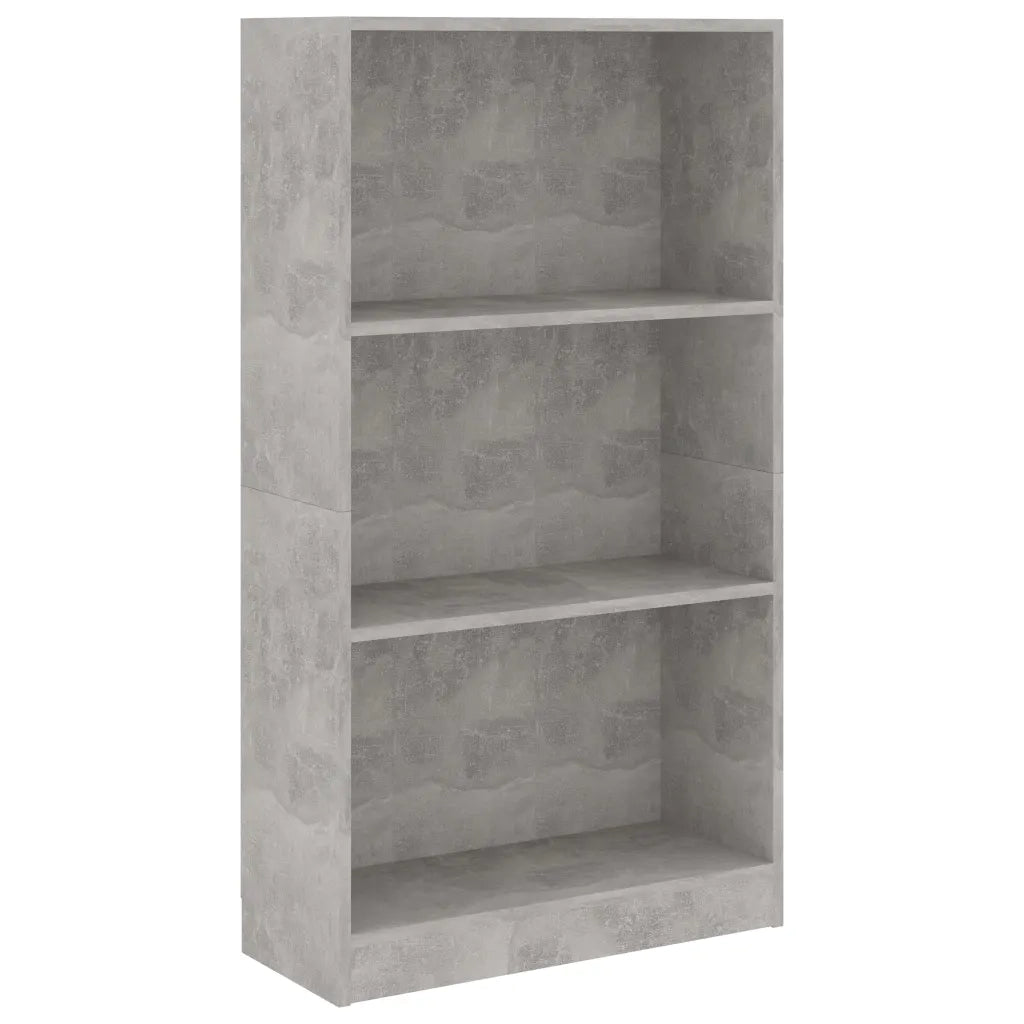 Libreria a 3 Ripiani Cemento 60x24x109 cm in Legno Multistrato 800868