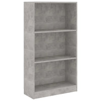 Libreria a 3 Ripiani Cemento 60x24x109 cm in Legno Multistrato 800868