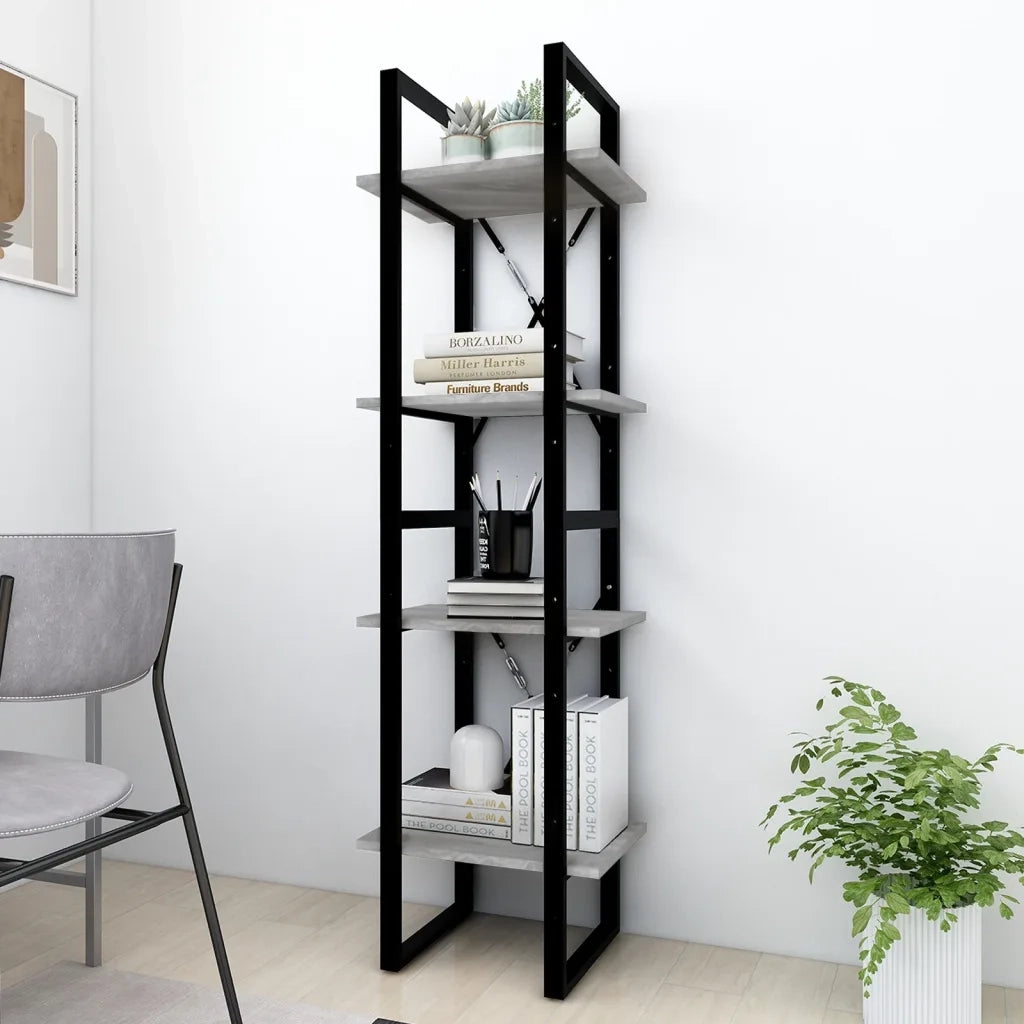 Libreria 4 Ripiani-Scaffale per Libri-Mobile di Stoccaggio Grigio Sonoma 40x30x140 cm Legno Multistrato