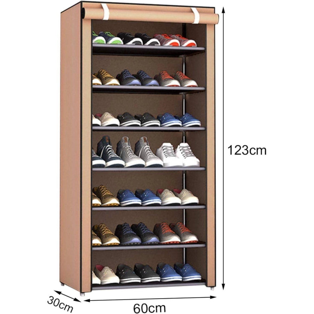 Trade Shop - Scarpiera Armadio Salvaspazio 60x30x122cm Scarpe Rivestimento Tessuto Chiusura -