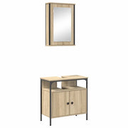 Set di mobili per il Bagno | Armadio da bagno 2 pz Marrone Legno multistrato