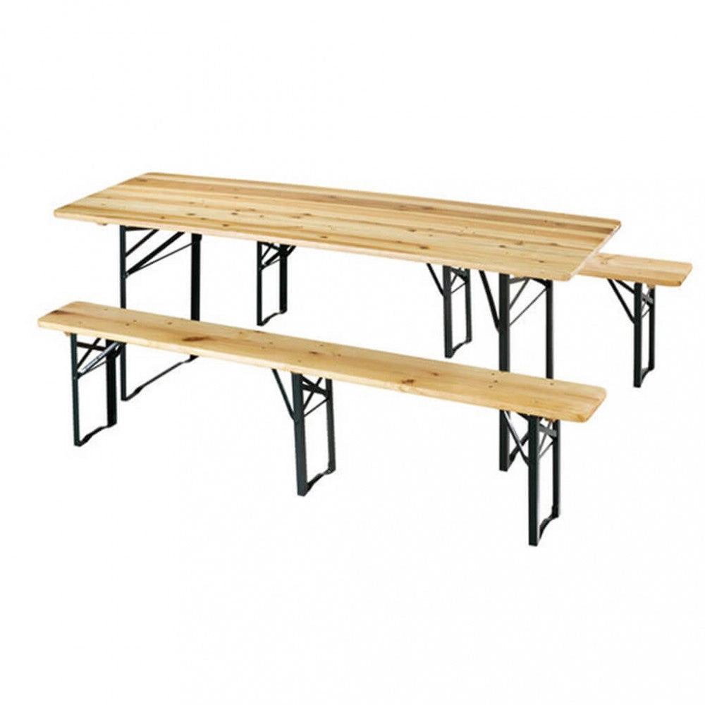 Set Birreria da Giardino Pieghevole in Legno Marrone