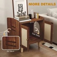 Mobile Lettiera per Gatti con Porte e Tappetini in Sisal, 55x43x59,6 cm, Marrone