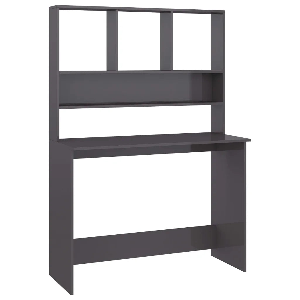 Scrivania Mensole Grigio Lucido 110x45x157 cm Legno Multistrato 800395