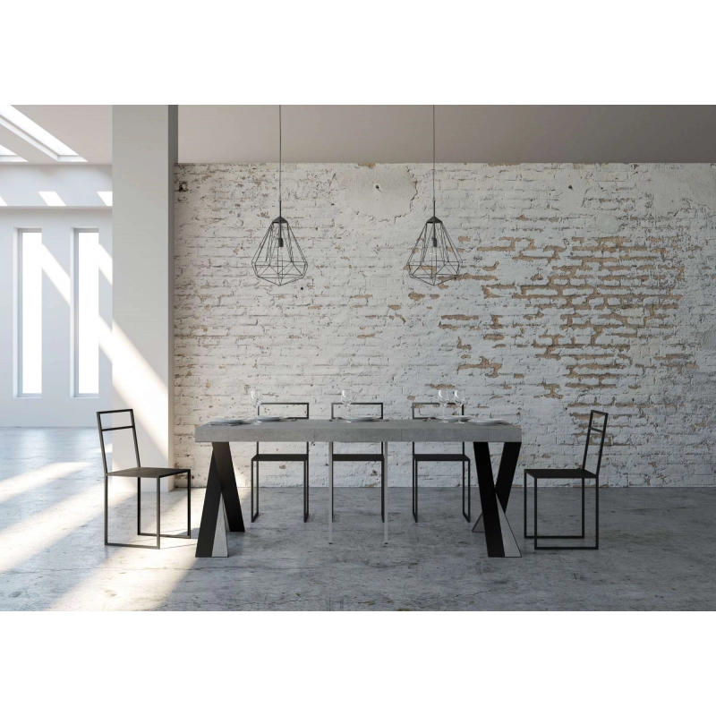 Consolle allungabile 90x40/300 cm Diago Premium telaio Antracite - Cemento