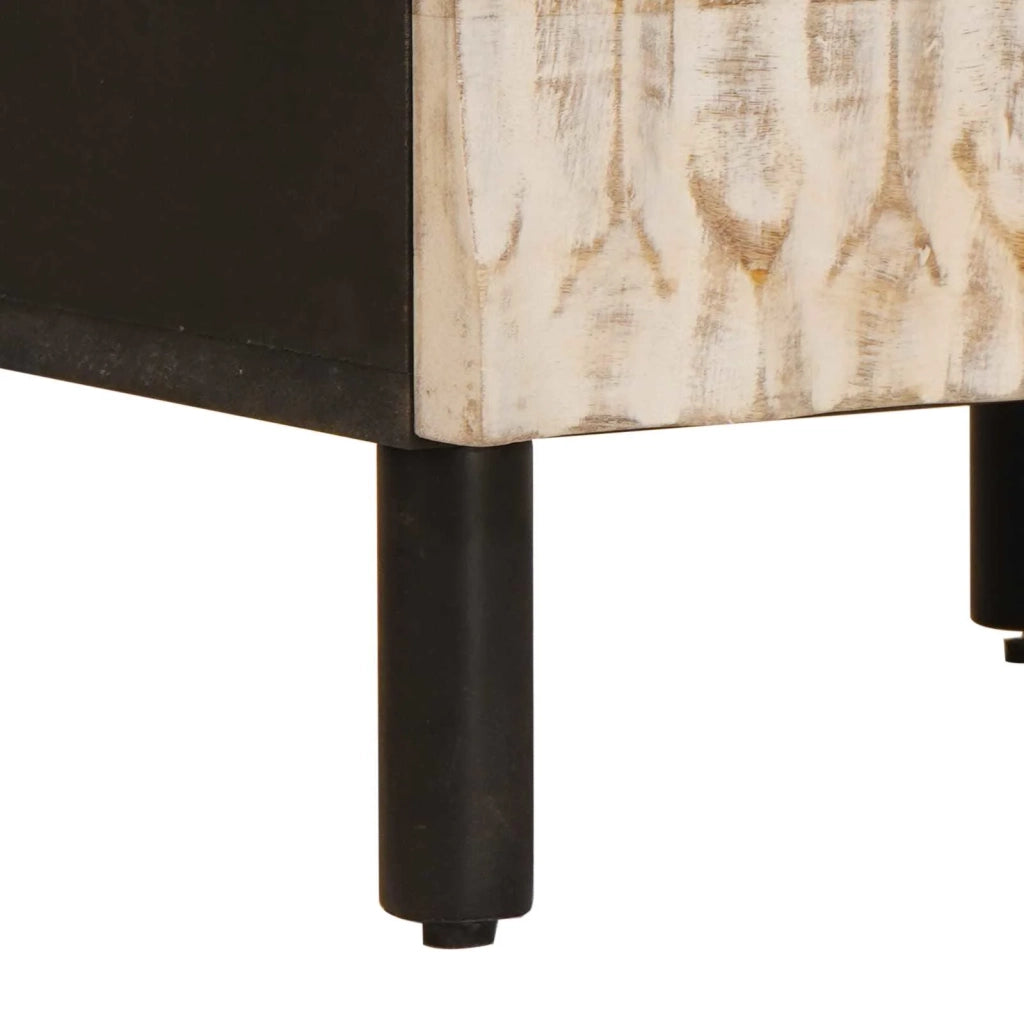 Armadio da Notte Bianco 40 x 33 x 46 cm Legno di mango massello 4017860