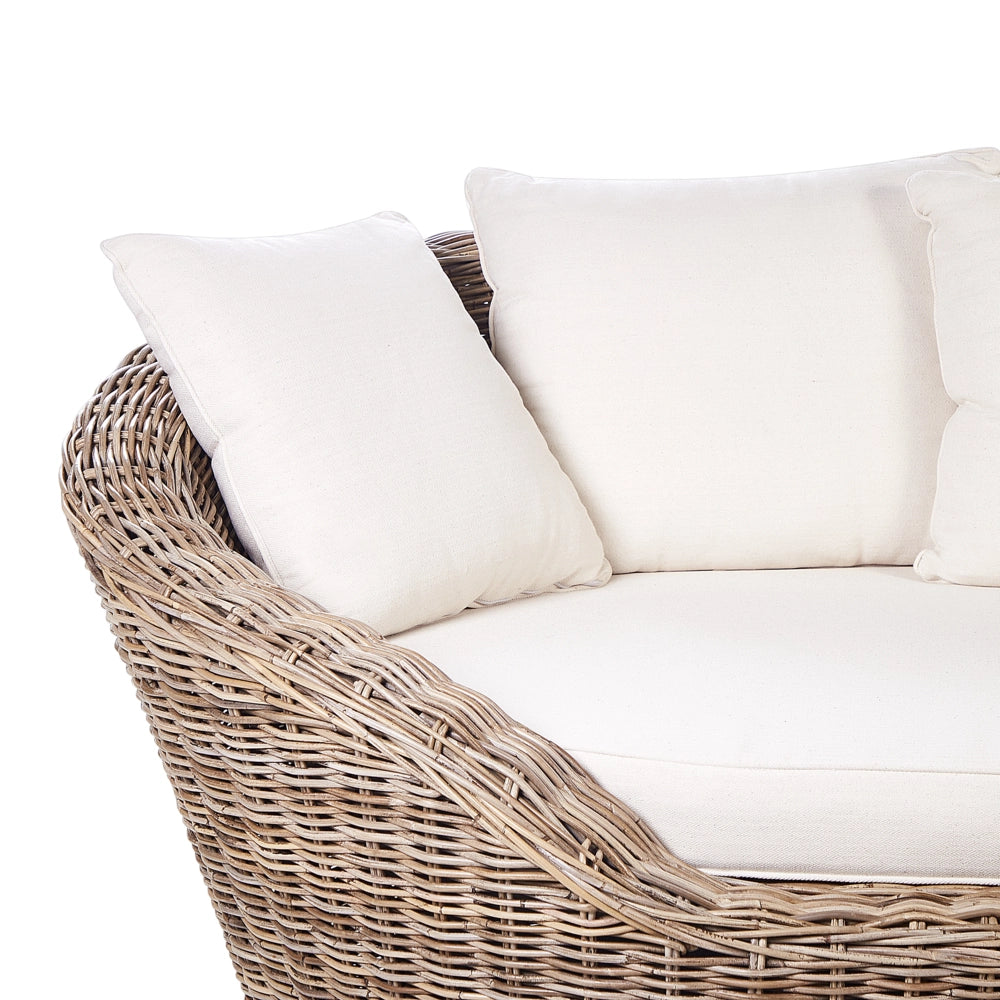 Divano da giardino in rattan naturale con cuscini esterno elegante stile boho