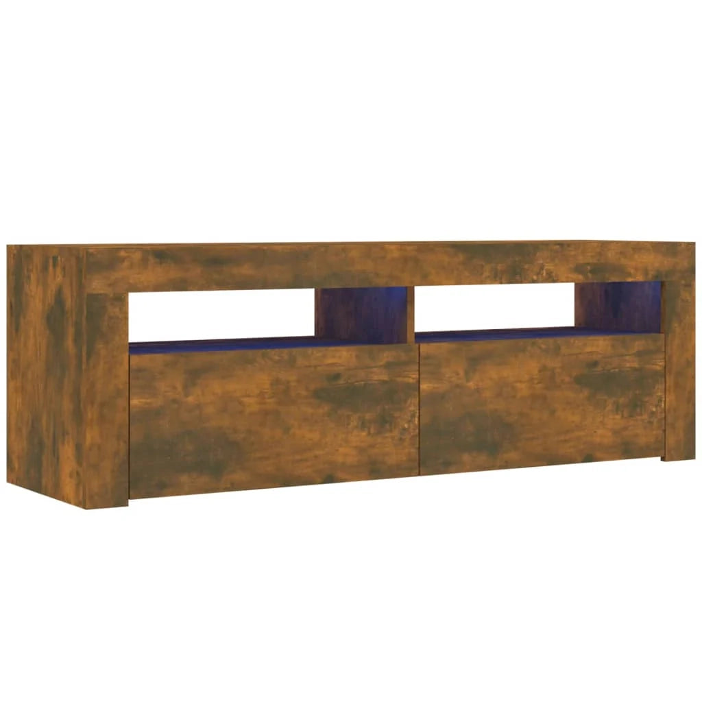 Mobile TV multimediale scaffale TV credenza mobile TV per sala da pranzo soggiorno camera da letto con luci a LED rovere affumicato 120 x 35 x 40 cm marrone 02_0026715