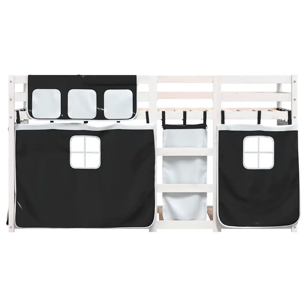 Letto singolo | Letto per adulti | Letto a Castello senza Materasso Bianco e Nero 90x200cm in Pino