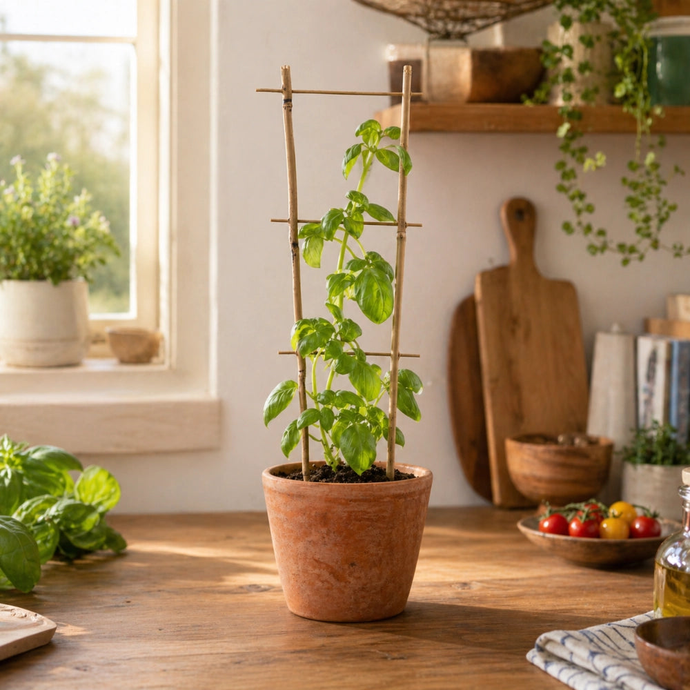 Scala di supporto per piante in bambù KADAX, 45 cm, per fiori, con doppio supporto