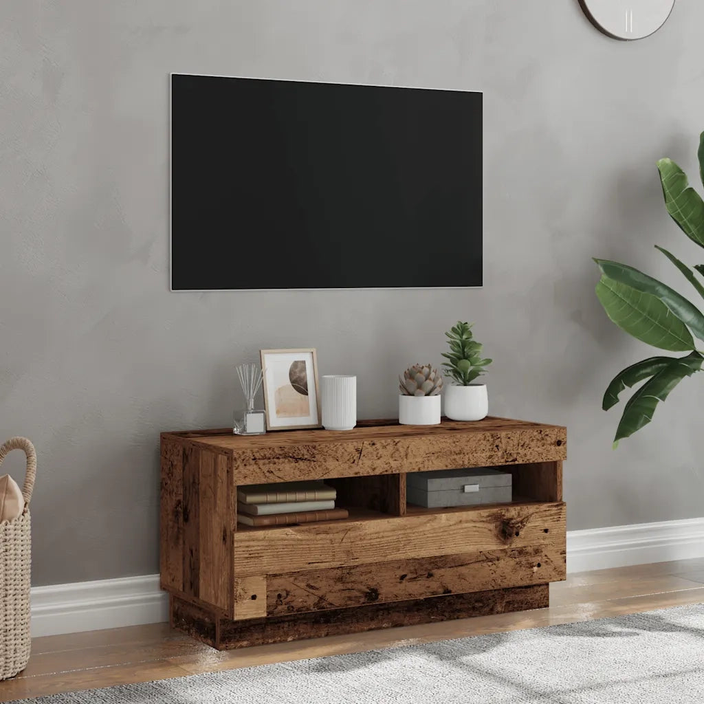 Mobile Porta TV con LED Legno Antico 80x35x40 cm Multistrato