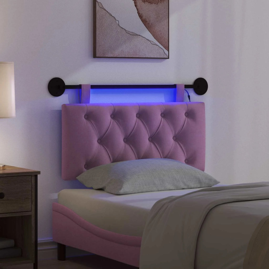 Testiera sospesa Con luce LED Rosa Tessuto