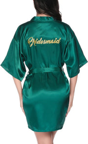 Kimono da Sposa con V- Collo e Cinturino in Satin per Sposa e Damigella d'Onore, Dimensione XL, Colore Verde Scuro