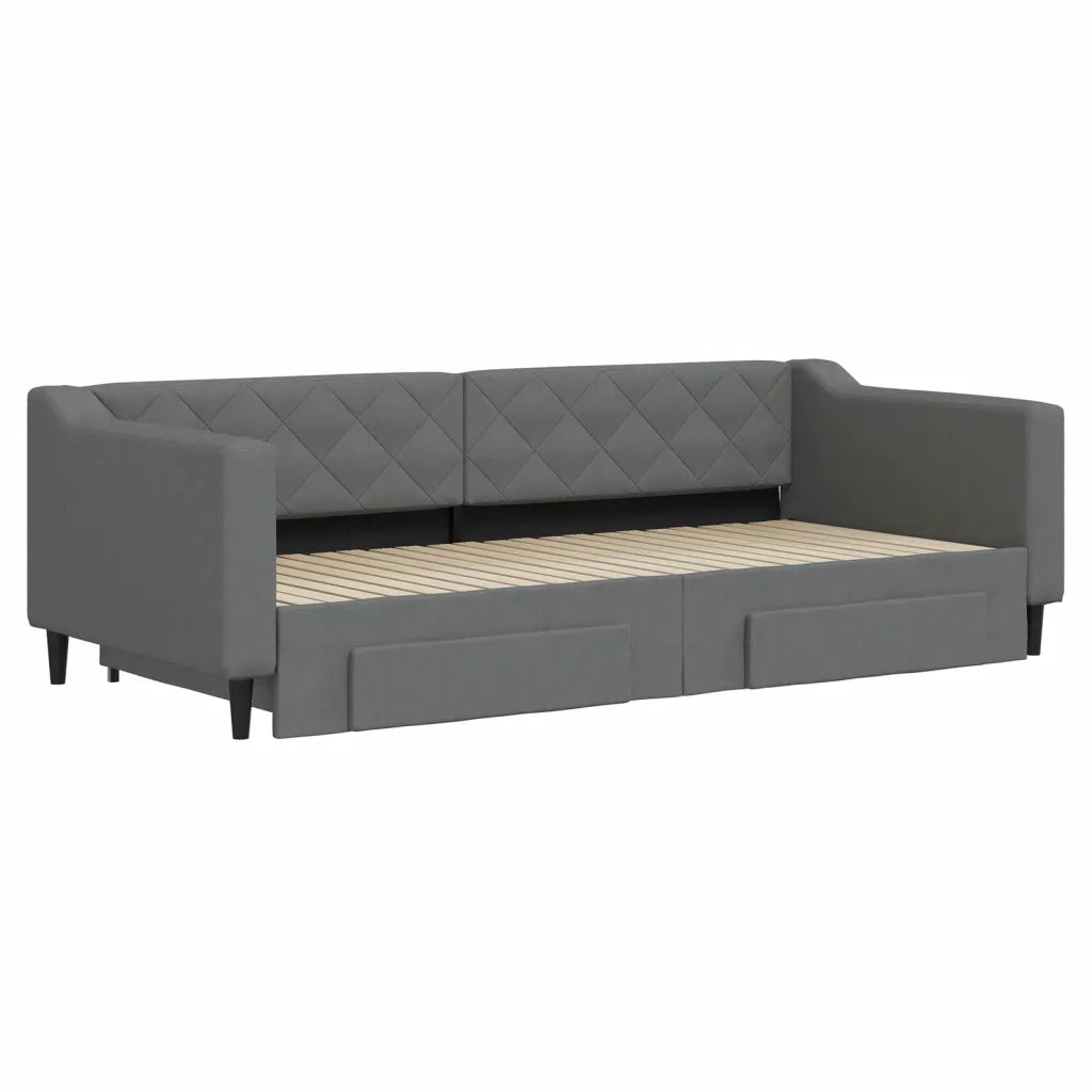 Divano letto | Sof¨¤ letto | Letto singolo Estraibile Cassetti Grigio Scuro 90x200cm Tessuto