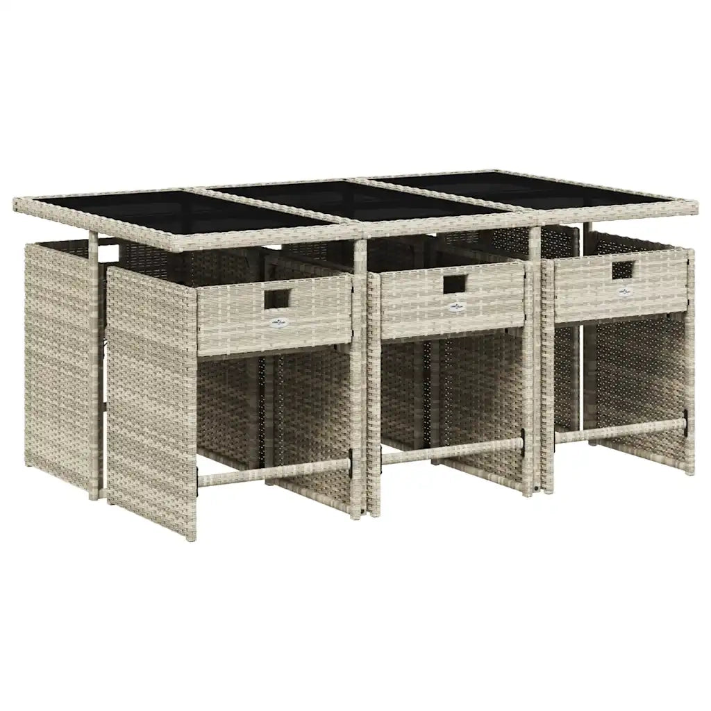 Set da Pranzo da Giardino 7 pz Cuscini Polyrattan Grigio Chiaro 3211091