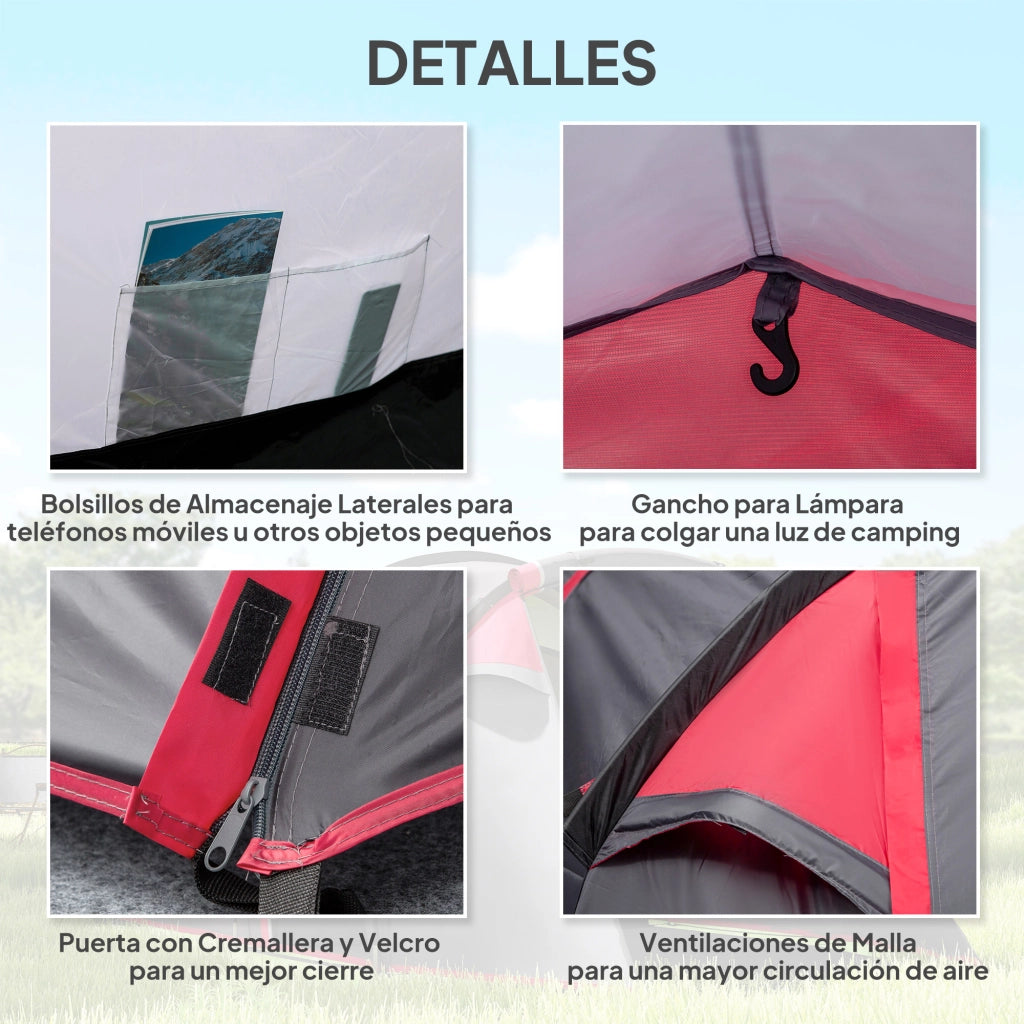 Tenda da Campeggio Familiare 2-3 Persone ¨C Xylo ¨C Impermeabile Anti-UV Grigio Scuro 426x206x154 cm