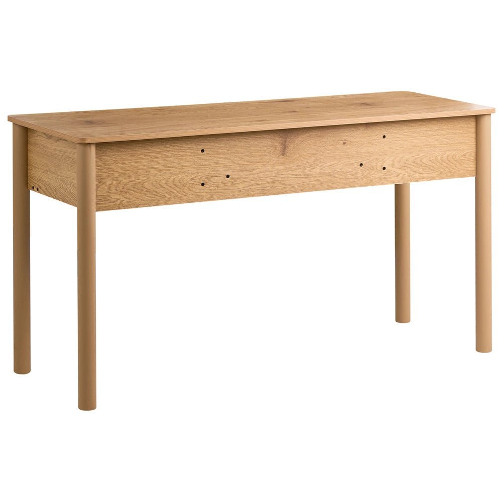 Scrivania per ufficio domestico in stile scandinavo con cassetti e ripiani aperti in MDF, 140 x 50 cm, colore marrone chiaro