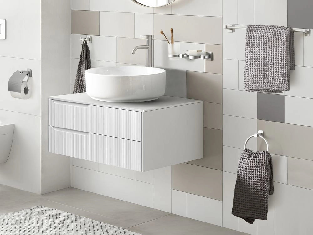Set di 6 accessori per il bagno in alluminio argento con bicchiere e portasapone Accessori per il bagno in stile moderno Elegante