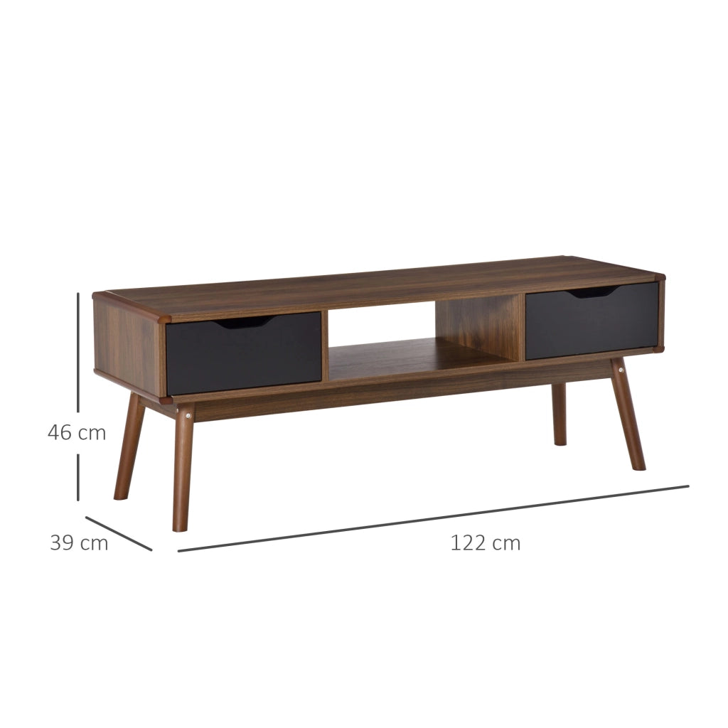 Mobile TV Moderno con 2 Cassetti e Compartimento Aperto ¨C zephmum ¨C Marrone 122x39x46 cm