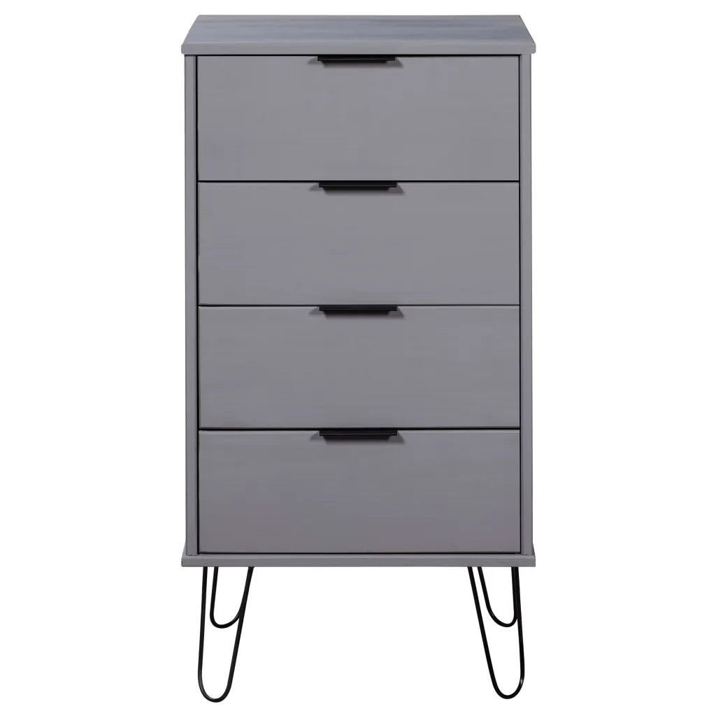 Cassettiera Grigia 45x39,5x90,3 cm in Legno Massello di Pino 321122