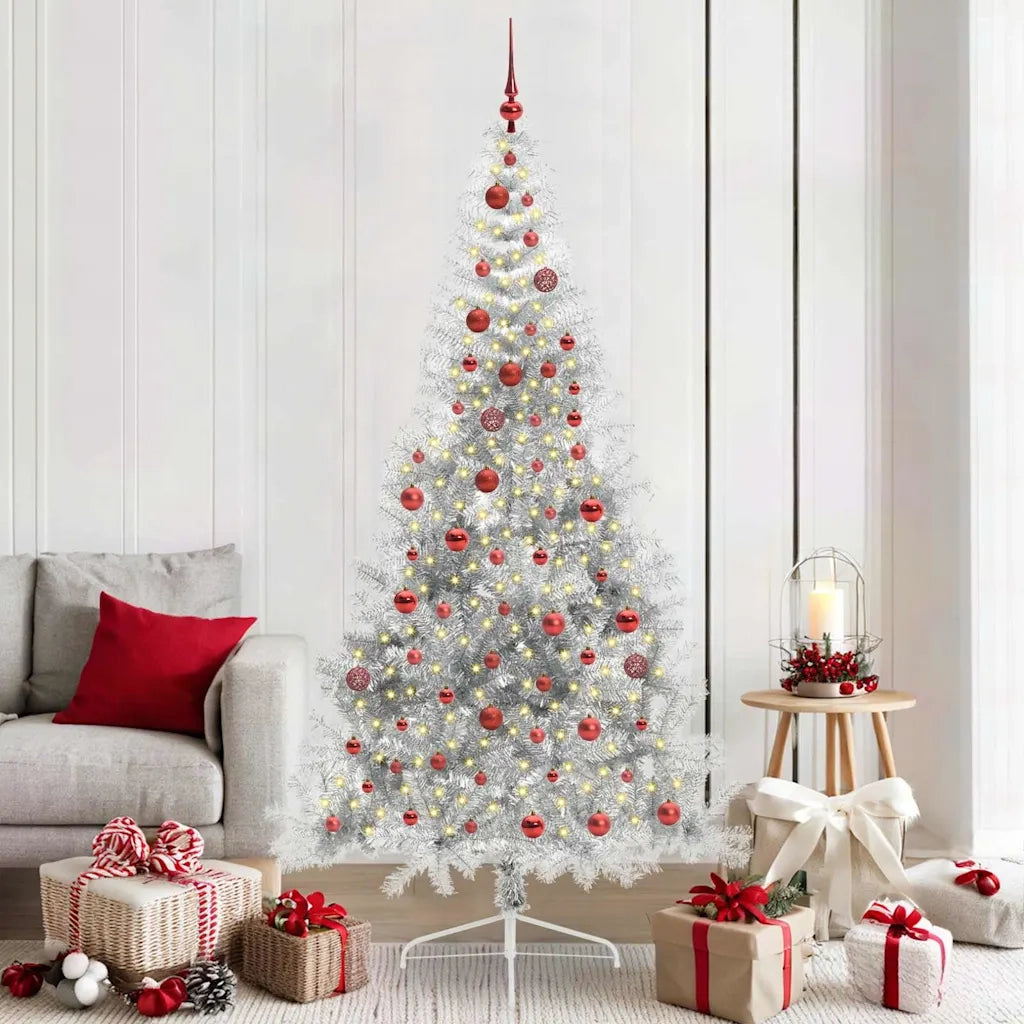 Albero di Natale artificiale con luci integrate Argento 210 cm