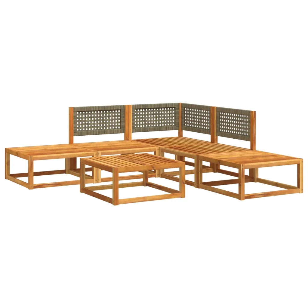 Set di divani da giardino 6 pezzi con cuscini in legno di acacia e rattan