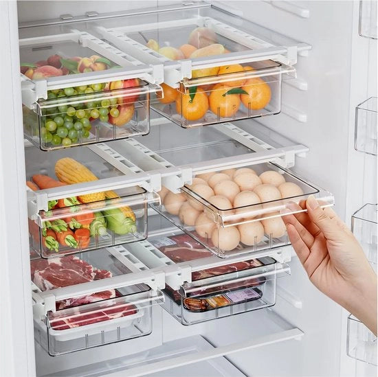 Organizzatore per frigorifero - Lavello per verdure estensibile in cucina - 1 pezzo - Plastica trasparente