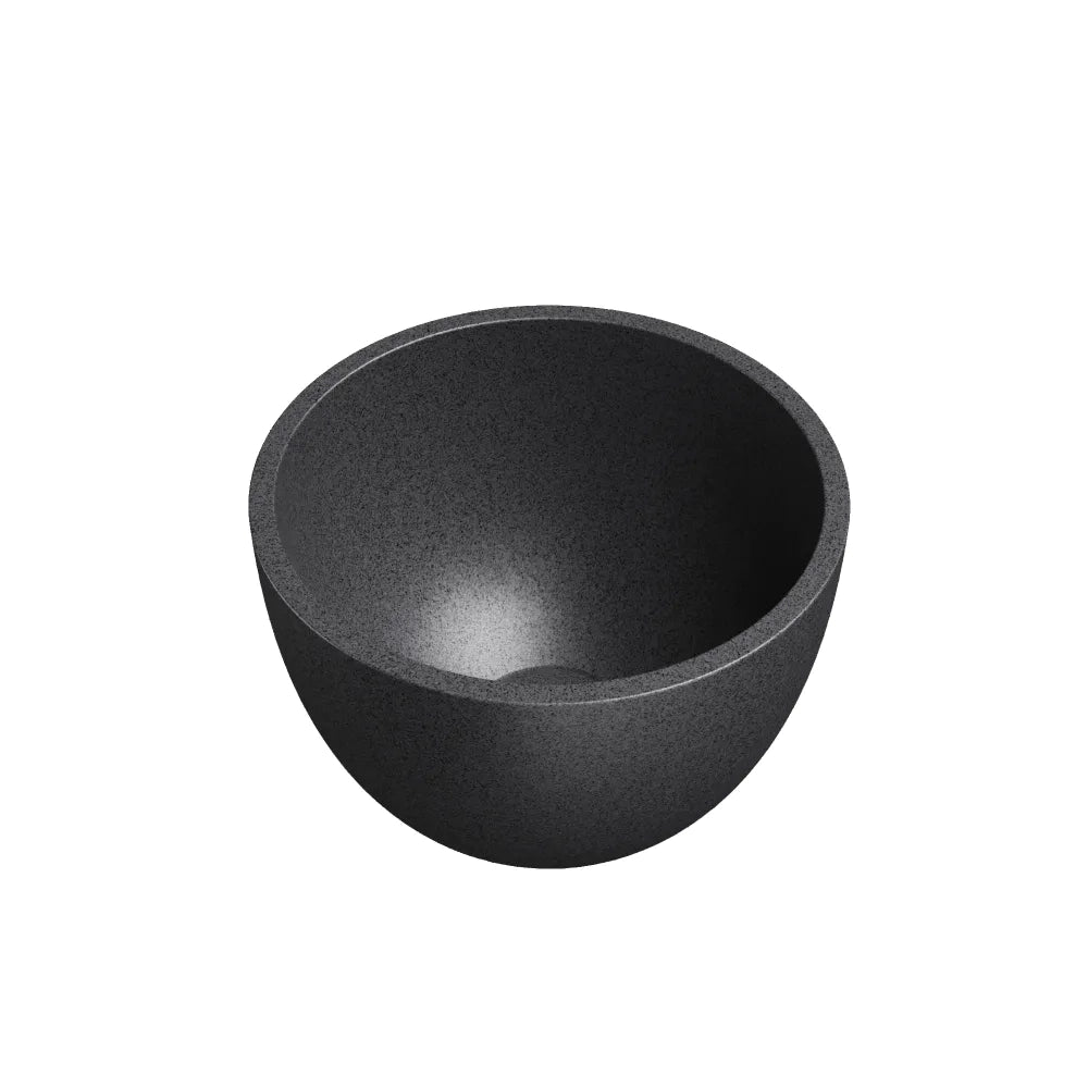 Lavabo da appoggio tondo in microcemento 22,5x15,5 cm nero | Sevan