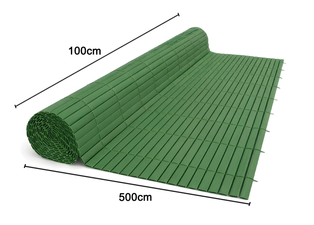 Rotolo Arella PVC Rete Recinzione Listelle Frangivista Da Esterno - 100x500 - Green
