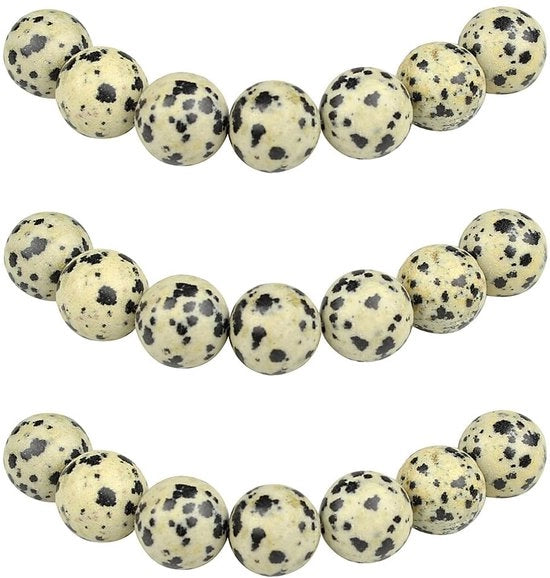 Raccoglitori 10mm 35 pezzi Pelle di Leopardo Pietra Semi Preziosa Raccoglitori con Foro Pietre Naturali Ronde per l'Arredamento di Gioielli Bracciali Collane