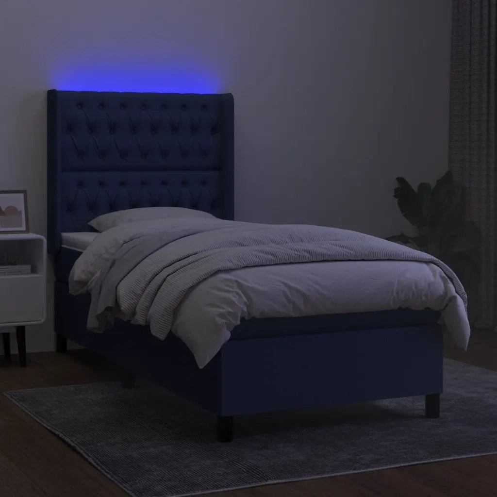 Letto a Molle con Materasso e LED Blu 80x200 cm in Tessuto 3138515