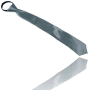 Trade Shop - Cravatta Seta Raso Grigio Perla Zip Cravattino Frack Papillon Sottile Uomo Donna -