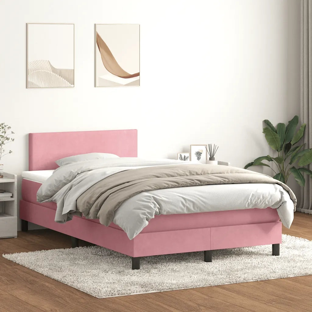 Giroletto a Molle con Materasso Rosa 120x210 cm in Velluto 3316016