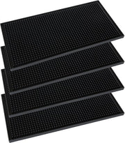 Set di 4 barmat 15 x 30 cm, afdruipmat in gomma nera antiscivolo per bar, club, cucina, ristorante