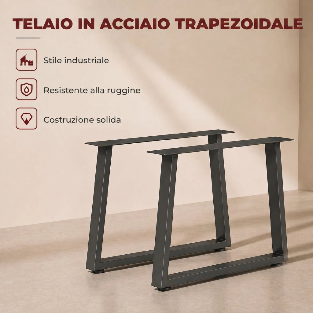 Gambe per Tavolo Trapezoide ¨C Zephmum ¨C Acciaio Nero
