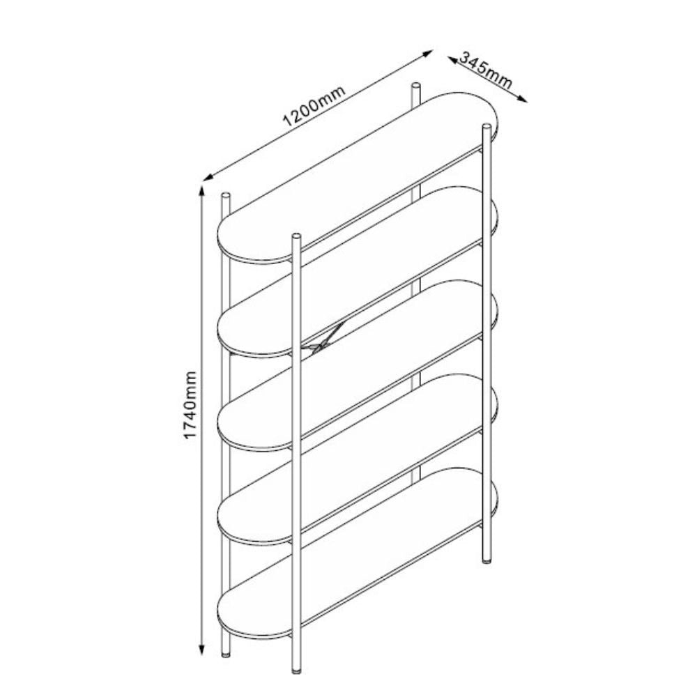 Libreria Hanoi20B con 5 Ripiani e Struttura in Metallo Beige