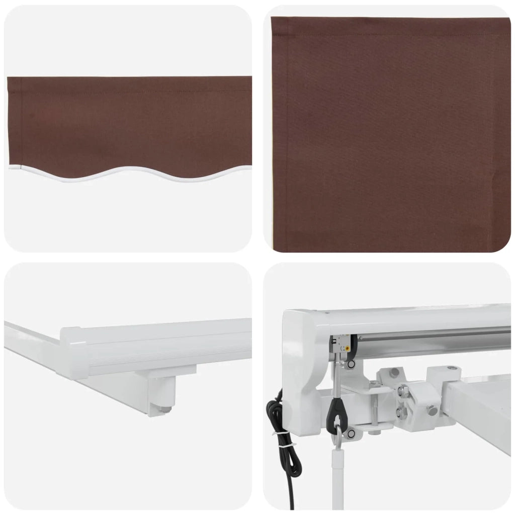 Tettuccio Elettrico Retrattile Marrone e bianco 5 x 3 m 3421433
