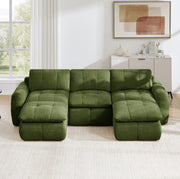 Divano modulare in chenille verde 264x160x68 cm; design senza telaio con seduta ergonomica