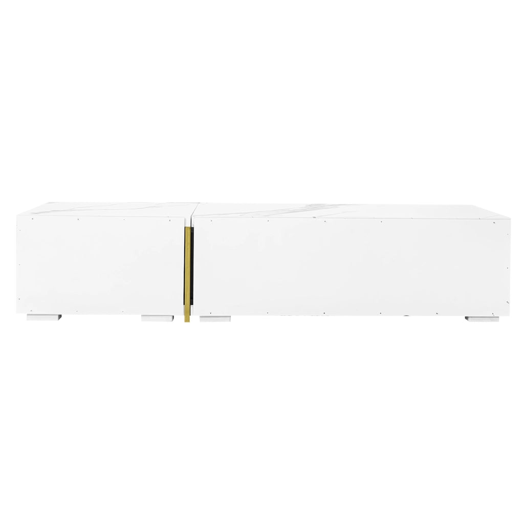 Mobile TV 140-260 cm; girevole e regolabile; MDF e truciolato; nero e marmo bianco