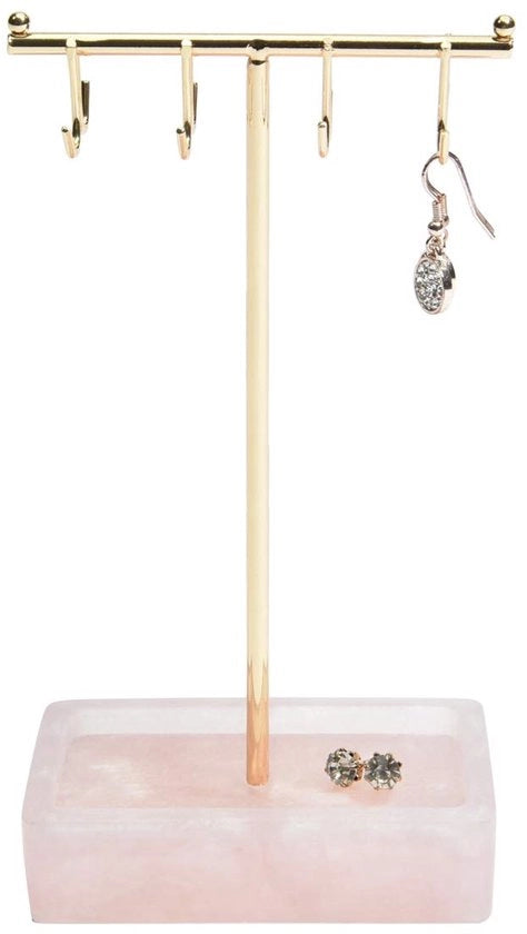 Sostegni per gioielli, standard a forma di T, piccolo, in quarzo di rosa