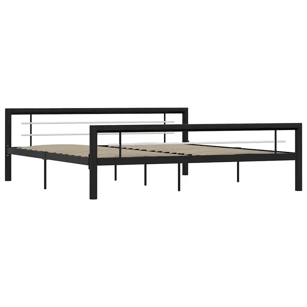 Giroletto-Struttura Letto Nero e Bianco in Metallo 180x200 cm