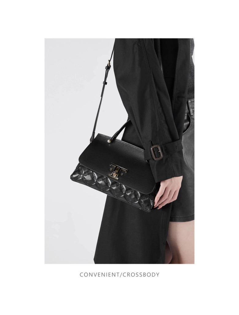 Borsa a mano in vera pelle nera