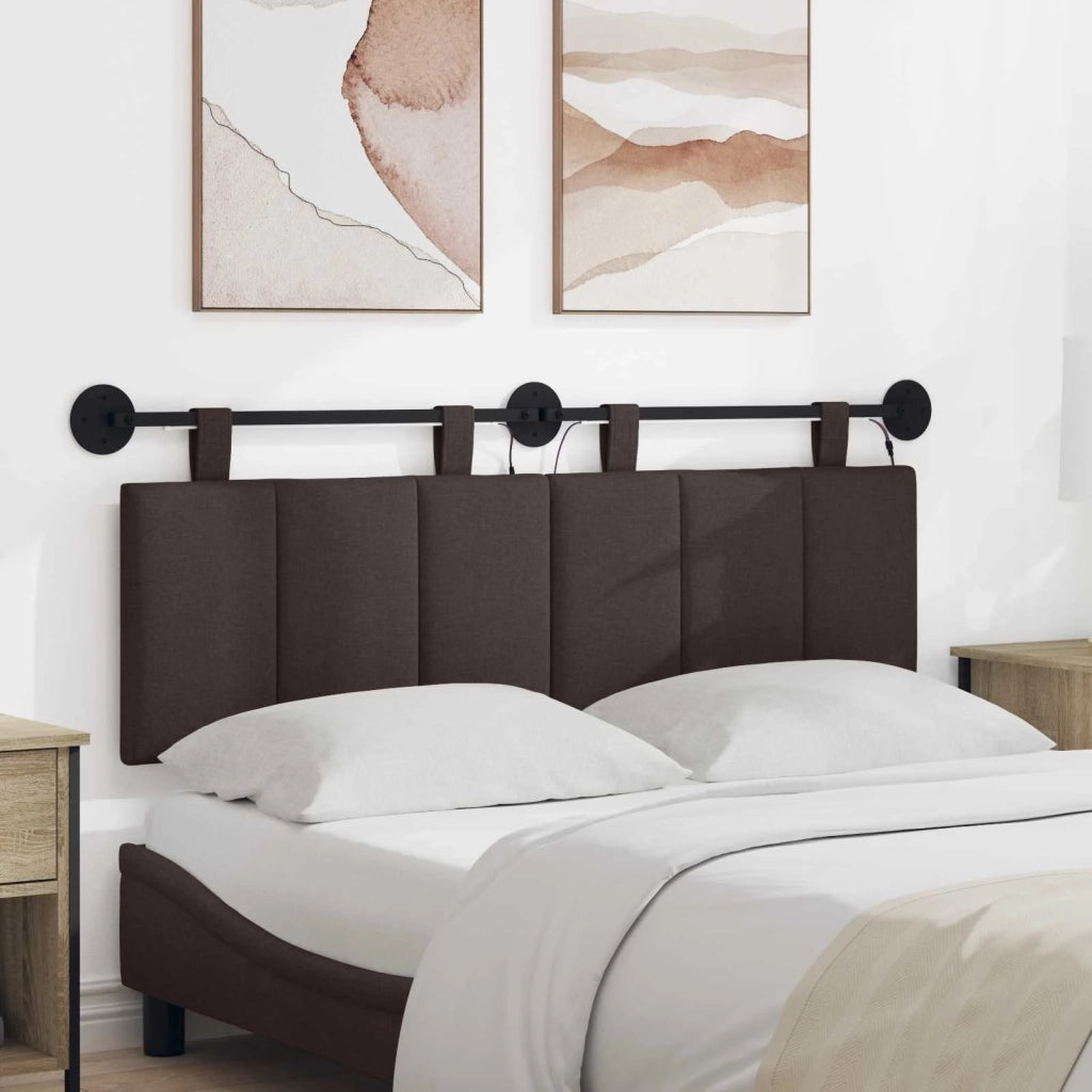 Testiera sospesa Con luce LED Marrone Scuro Tessuto 3424780