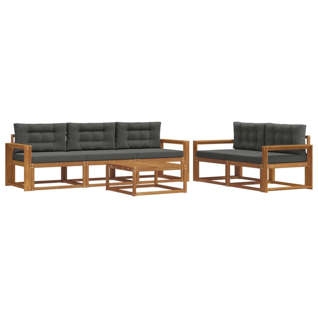 Set di divani da esterno con cuscino 6 pcs Naturale e Antracite