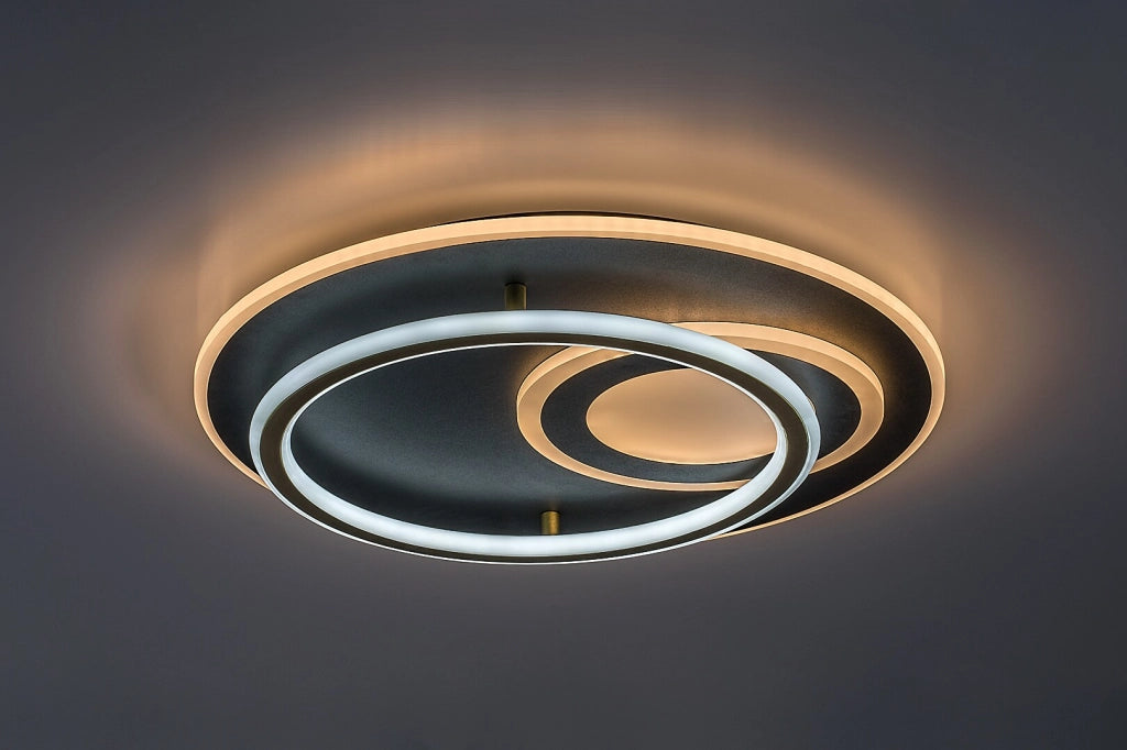 Plafoniera LED Brantiel 3 luci nera oro Ø50 cm Rabalux